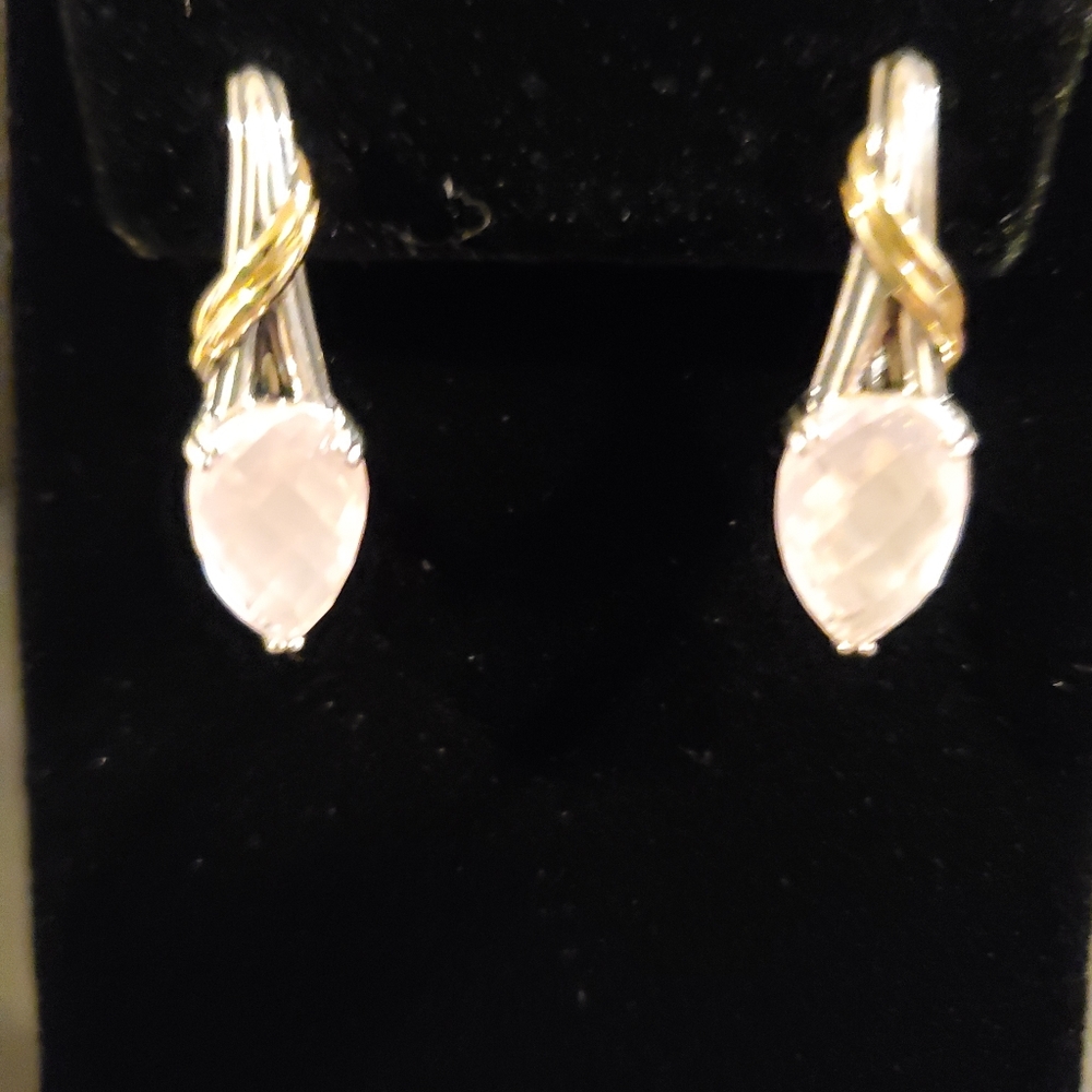 Peter Thomas Roth Sterling Silver and 18K Clad Rose Quartz Earrings